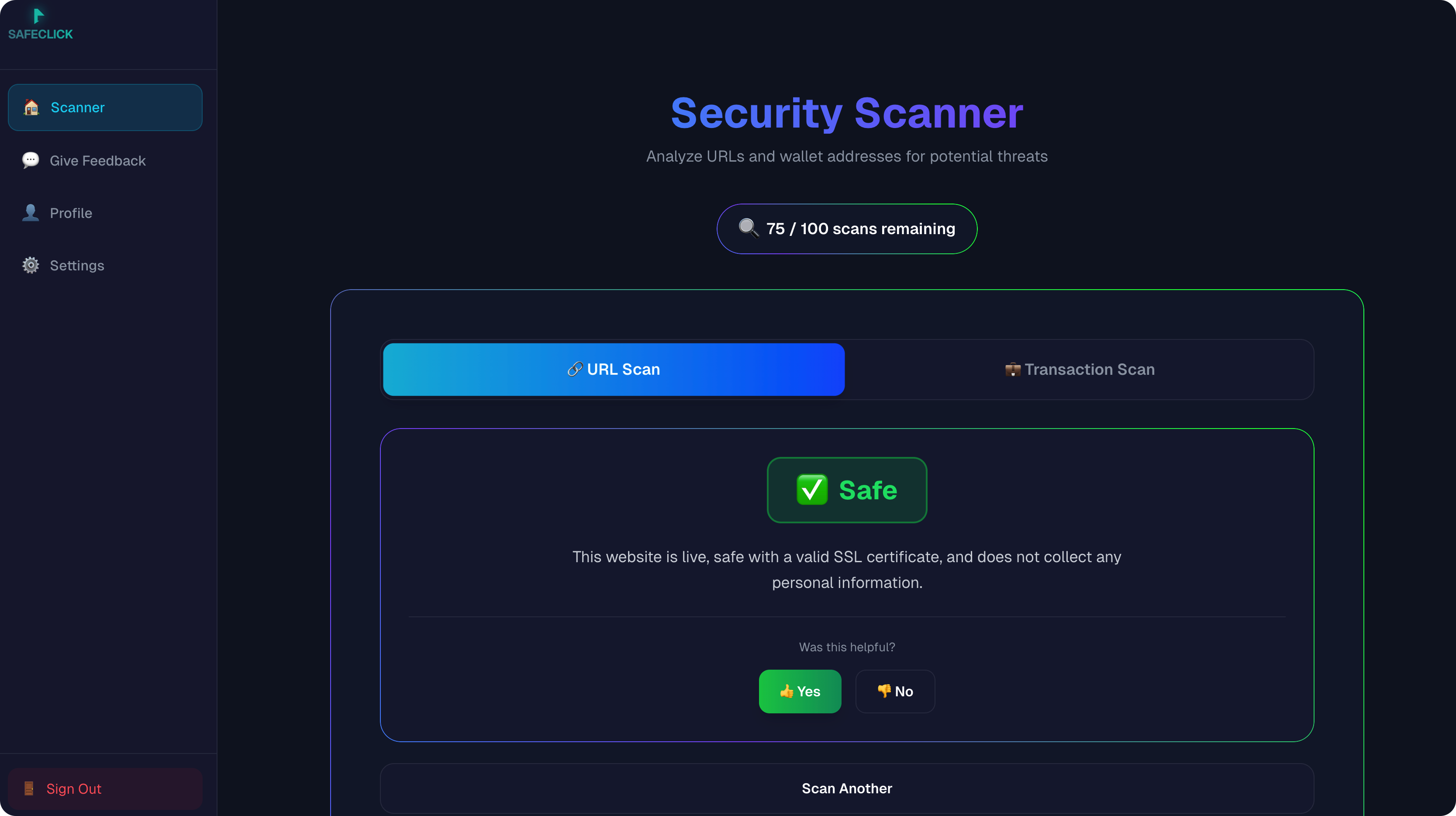SafeClick Screenshot